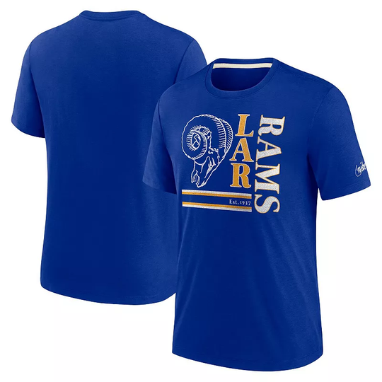 Men's Nike Royal Los Angeles Rams Wordmark Logo Tri-Blend T-Shirt, Size: 3XL, Blue