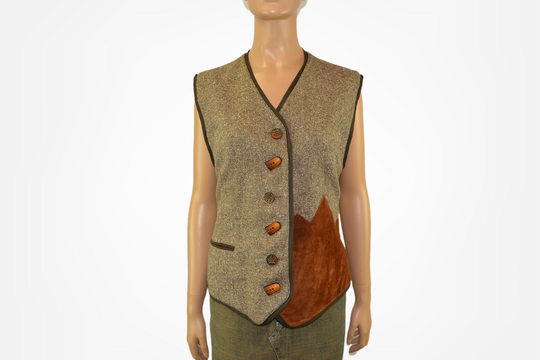 Vintage Dirndl Vest Wool Blend Austrian Oktoberfest Cottagecore