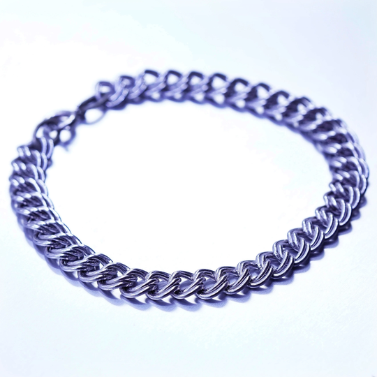 7", 7mm, Vintage Italy Sterling 925 Silver Handmade Bracelet, Double Curb Link Chain, Stamped