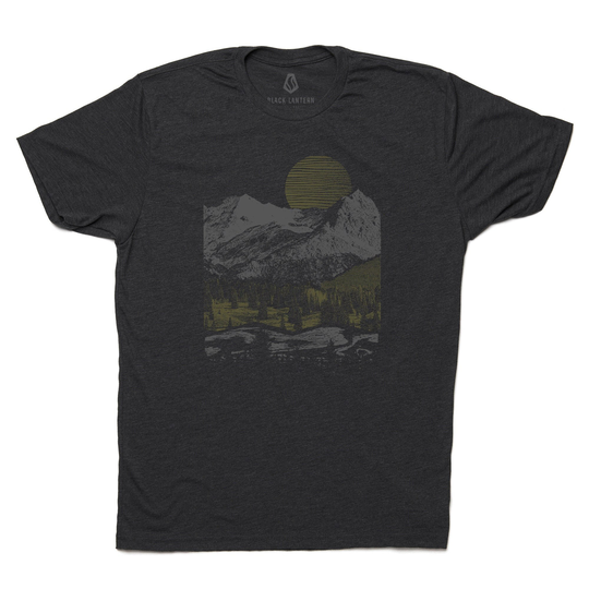 Men's Tri-Blend Graphic Tee - Mountain Duotone Men's/Unisex T-Shirt | Tri-Black Unique