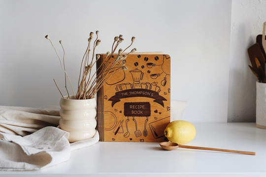 Custom Recipe Book Gift For Mom Binder Personalized Notebook Wooden Cookbook Her From Daughter