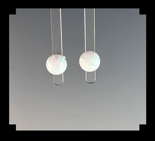sterling & White Opalite Ball Earring