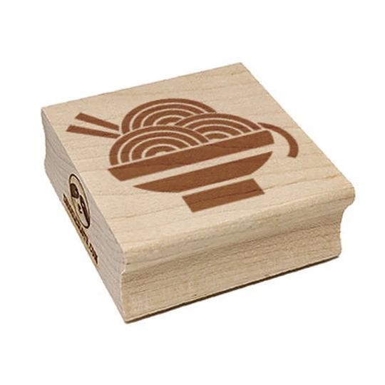 Delicious Ramen Noodles With Chopsticks Square Rubber Stamp For Stamping Crafting
