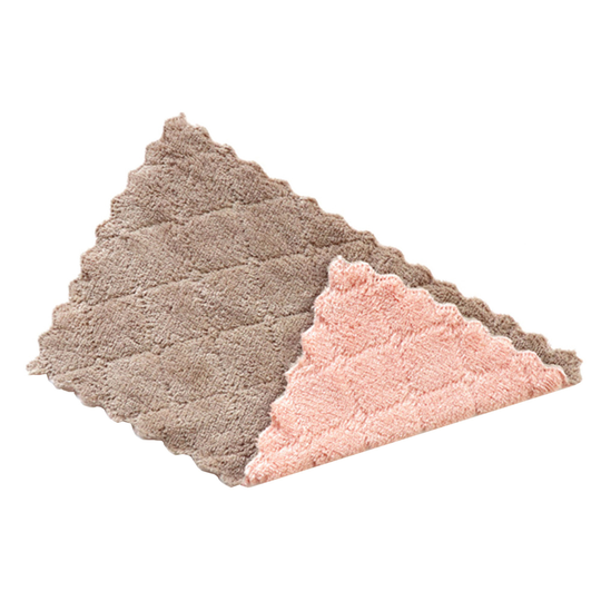 Tousimaii Towel Soft Delicate Coral Fleece Water Adsorbtion Dishcloth for Kitchen - pink coffee