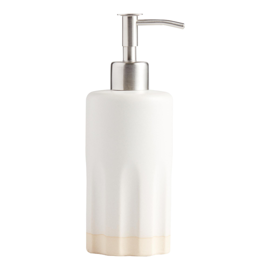 White Reactive Glaze Liquid Soap Dispenser - Stoneware by World Market