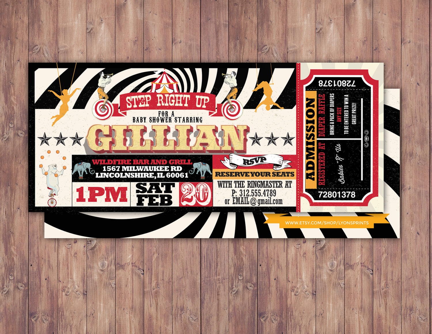 Circus Baby Shower Invitation - Carnival Baby Shower Invitation-Coed Invitation - Animal Invitation-Couples