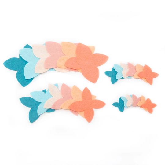 48 Bella Wool Blend Felt Die Cut Applique Flowers - Tropical Island Colors