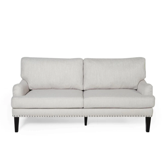 Best Selling Home Decor Auriga Modern Beige and Dark Brown Polyester/Blend Loveseat in Off-White | 311946