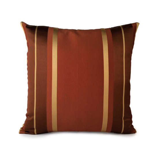 Cinnamon & Gold Striped Decorative Throw Pillow Cover, Toss Pillows, Cushion Accent Pillow, Silk Blend Farmhouse Pillow
