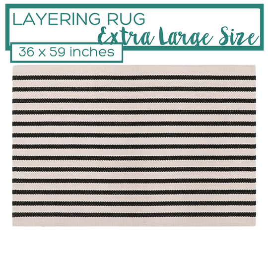 Black & White Striped Rug, Doormat Layering Large Accent Modern Layered Doormat, Oversized