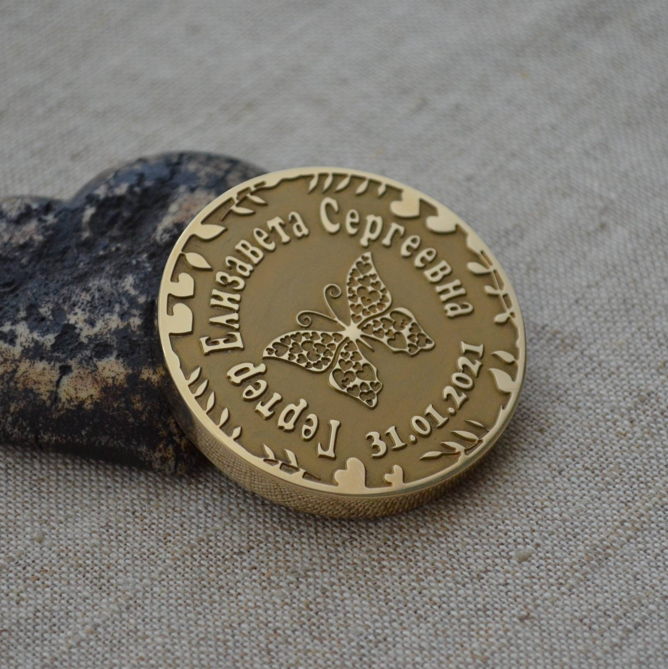 Custom Challenge Coin, Engraved Bronze Coin With Your Design, Golf Ball Marker, Graduation Gift For Girl, Fantasy Custom Edc Coin