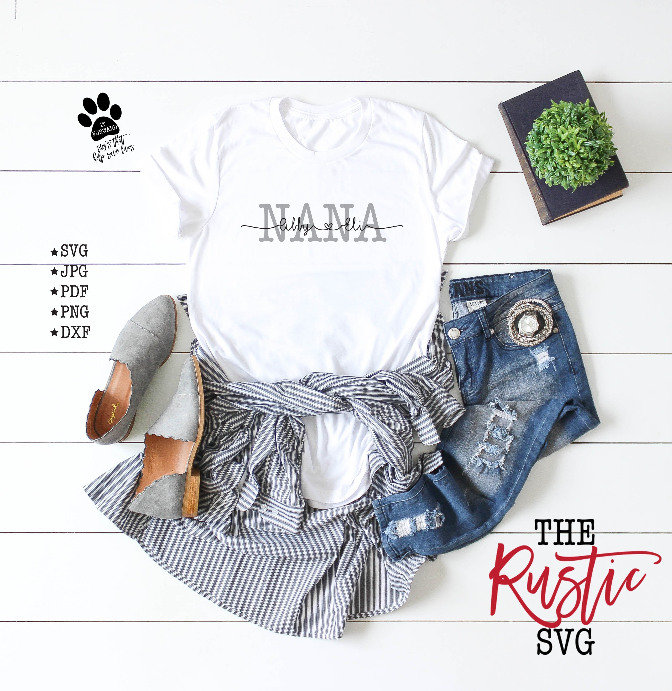 Custom Nana Svg, Sign, Gift, Gift For Grandmother, Names Shirt, Mother's Day Jpg, Cricut, Silhouette, 014