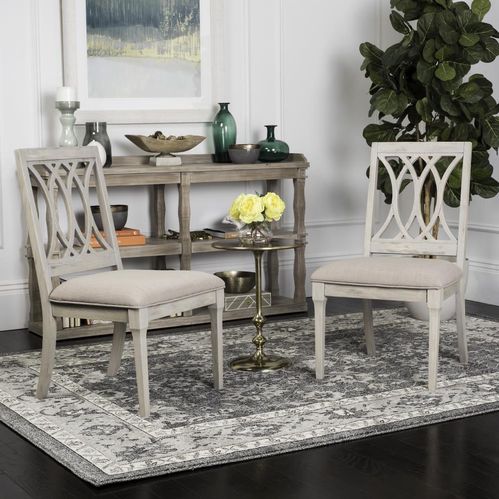 Safavieh Set of 2 Selena Casual Polyester/Polyester Blend Upholstered Side Chair (Wood Frame) in Off-White | FOX6265C-SET2