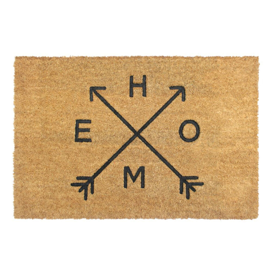 Home Arrows Coir Doormat: Black/Natural - Coconut Husk by World Market
