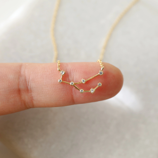 Gold Virgo Necklace, Zodiac Jewelry, Celestial Jewelry, Constellation Necklace, August, September Birthday Gift, Bridesmaid Gift