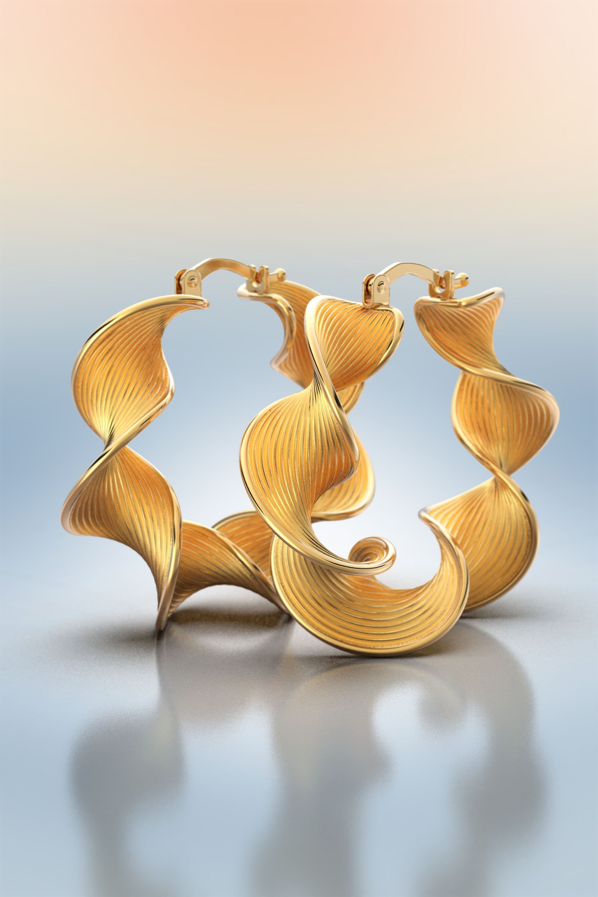 Solid 18K Yellow Gold Hoop Earrings Made in Italy, 14K Large Earrings. Or Gold Hoops, Italian Fine Jewelry