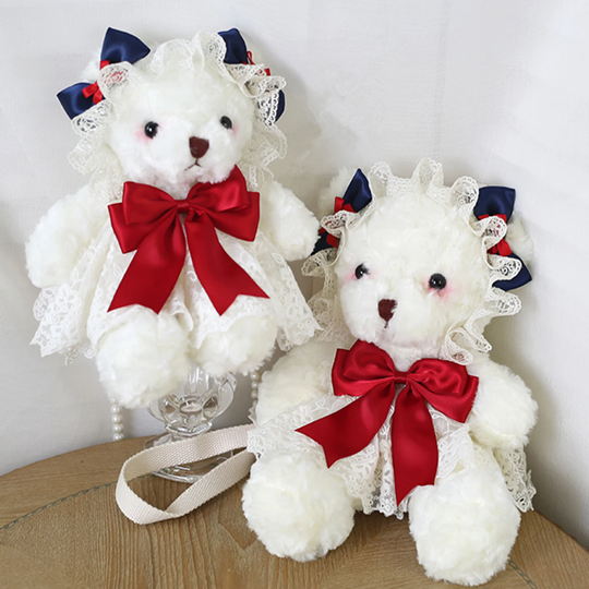Cute Bear Mini Bag, Fluffy Crossbody Bag, Lolita Pearls Bags, Small Purse, Gift For Her
