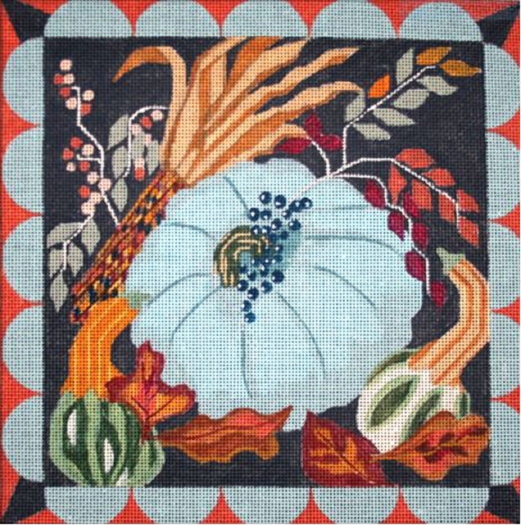 Needlepoint Handpainted Melissa Prince Autumn Blues 12x12 18M -Free Us Shipping