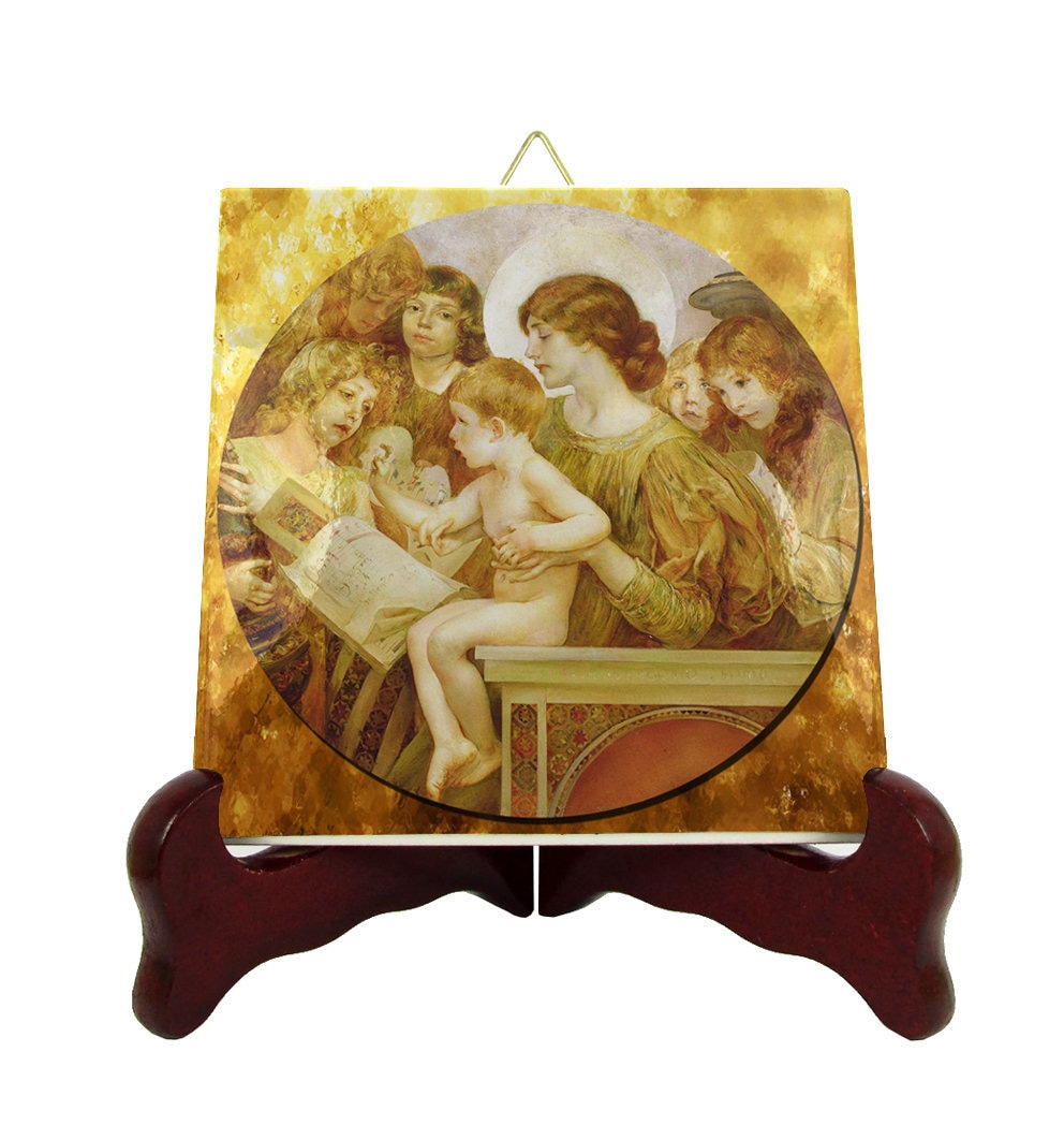 Religious Gifts - The Virgin Of The Angels Religious Icon On Tile Blessed Mary Catholic Art Holy Icons Mother