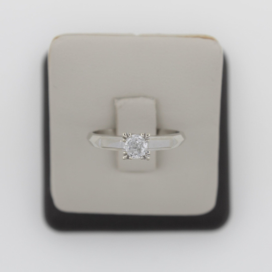 Antique 1910S Handmade 14K White Gold Old Miner Diamond Engagement Ring 0.30 Carats
