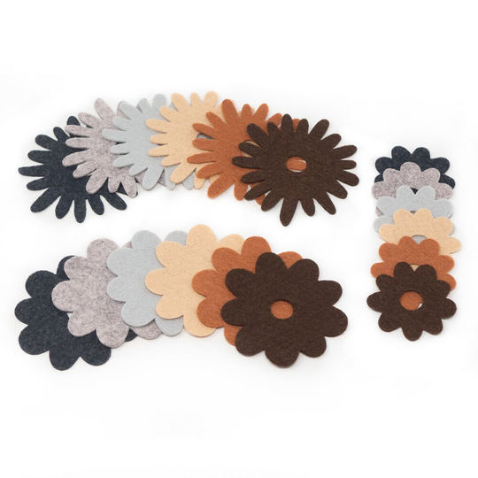 36 Abby Wool Blend Felt Die Cut Applique Flowers - Neutrals Colors