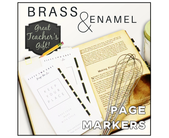 Sophisticated Brass & Enamel Page Markers - Dividers Bookmarks Great Stocking Stuffers Office Gift Teachers