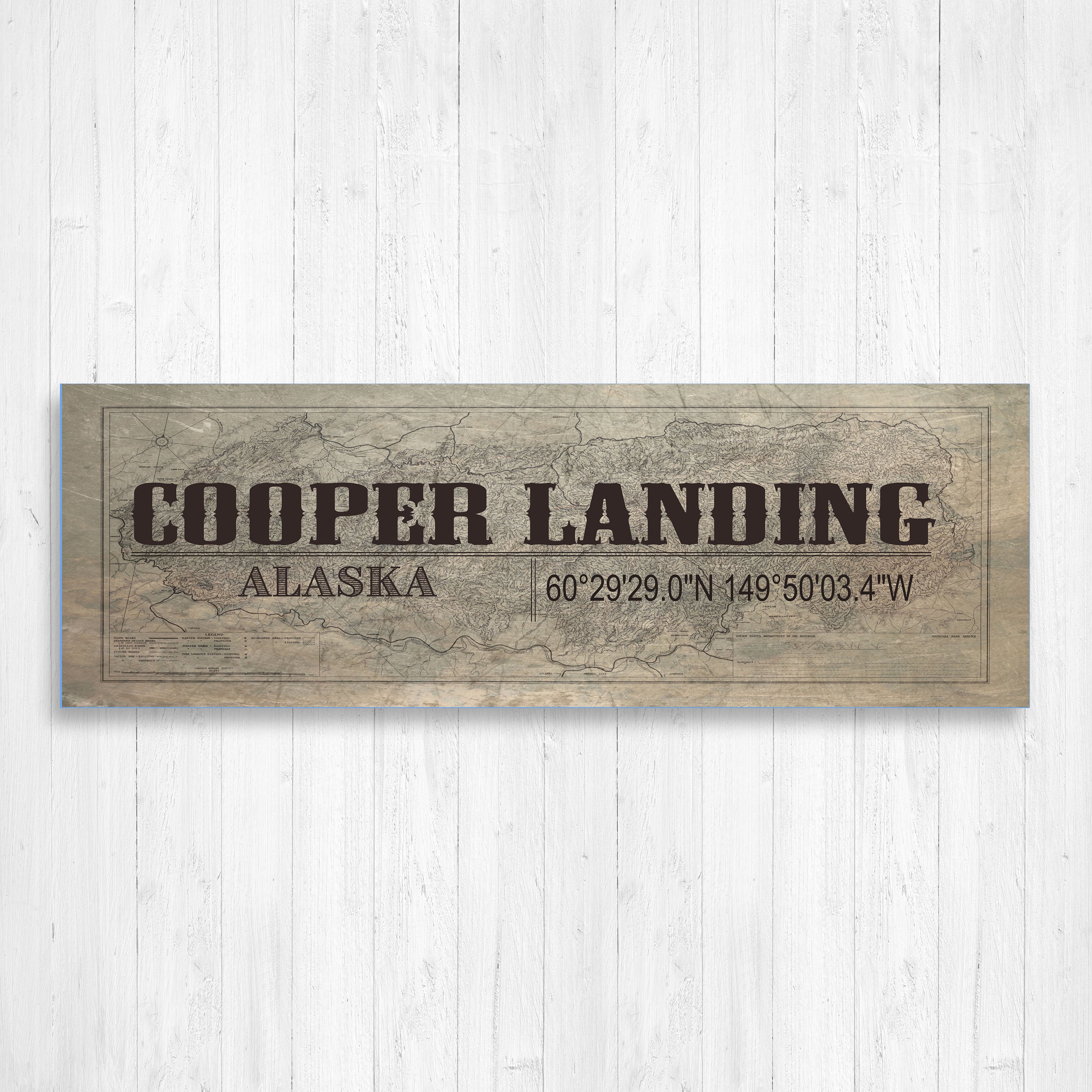 Cooper Landing Alaska Wall Canvas, Vintage Town Mountain Town, Decor, Art