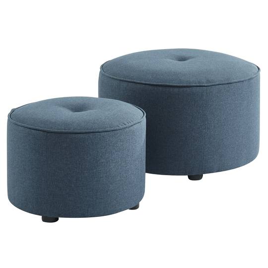 Worldwide Homefurnishings Modern Blue Polyester/Polyester Blend Round Ottoman | 402-139BL