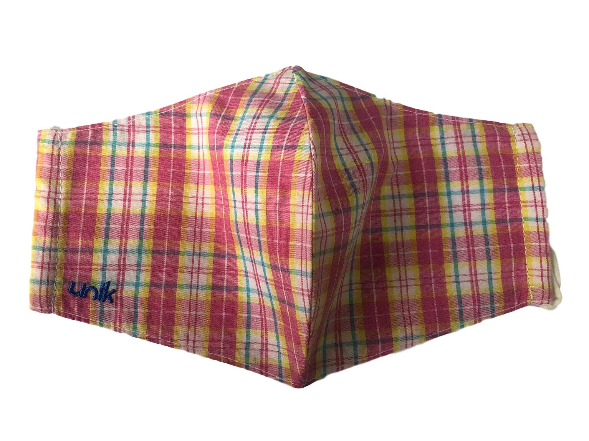 Unik Face Mask, Cotton Poly Blend, 2 Layers, Rose Plaid, Washable, Reusable Adult Size - Save On Bundles