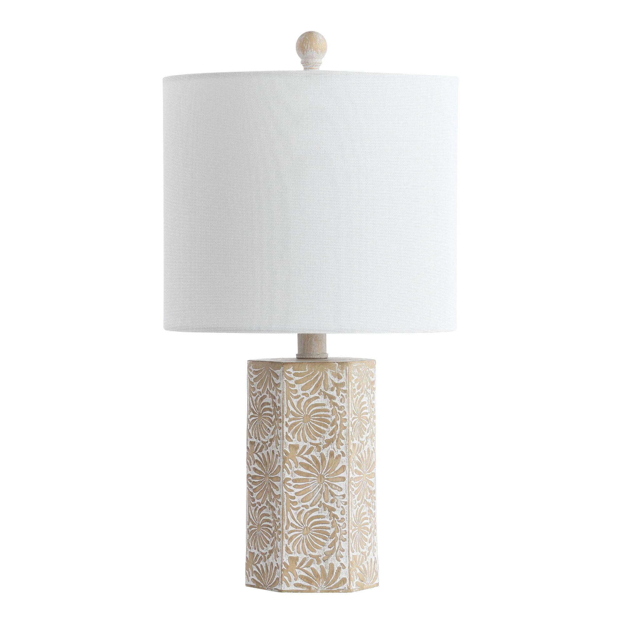 Ivory And Beige Abstract Floral Josie Table Lamp by World Market