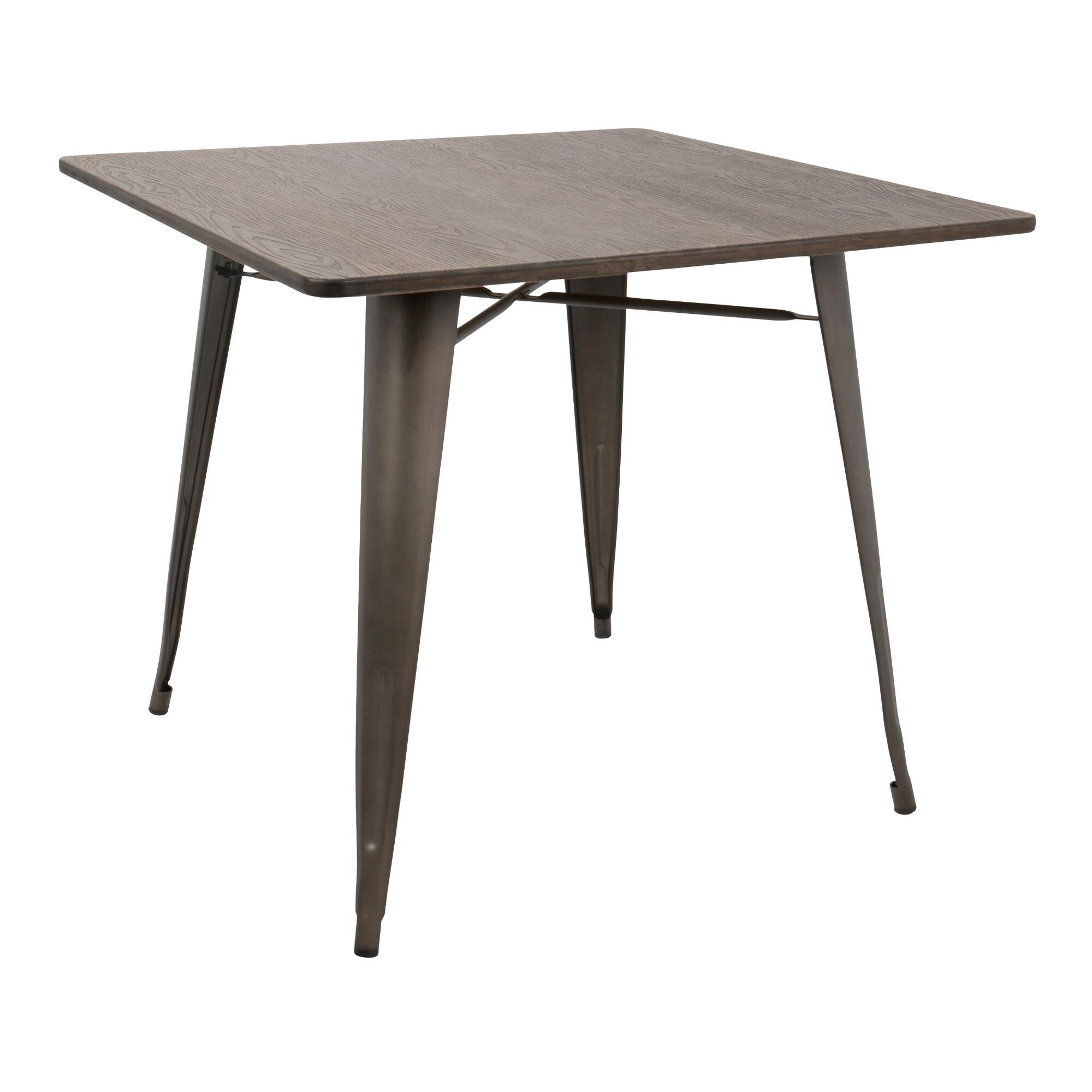 Square Antique Metal and Espresso Wood Arwen Dining Table - Small by World Market