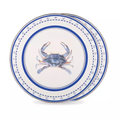 Golden Rabbit Blue Crab Enamelware Collection Charger Plate 2-Piece Set