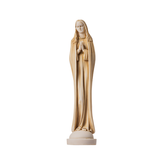 Virgin Mary Mother Of Jesus Madonna Statue Alabaster Gold Tone 11.8"