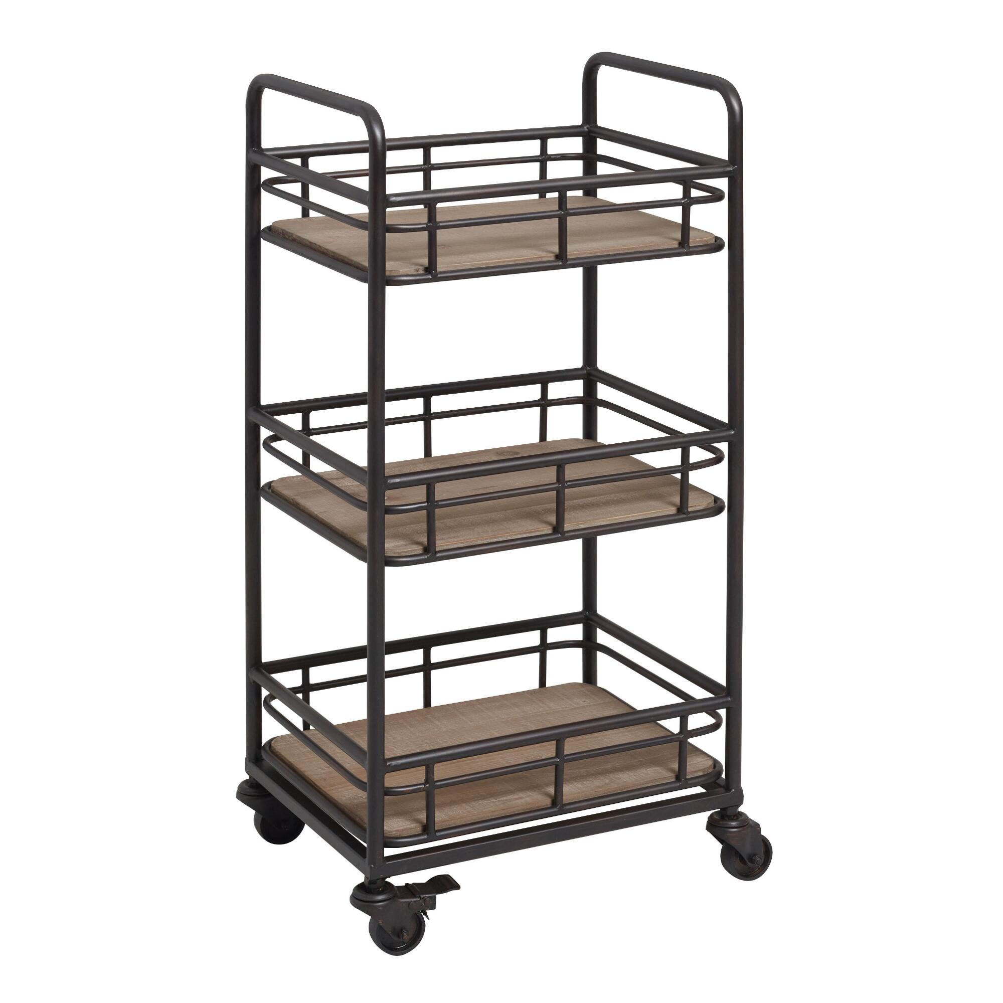 Wood and Iron Industrial Morgan Rolling Cart: Brown - Metal by World Market