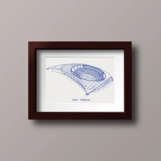 Sofi Stadium - Los Angeles Stipple Drawing Football Art Print