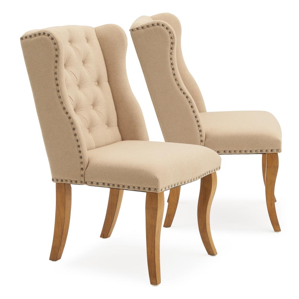 RST Brands Set of 2 Traditional Polyester/Polyester Blend Upholstered Dining Side Chair (Wood Frame) in Brown | IP-WBDINCHR-2-CRM