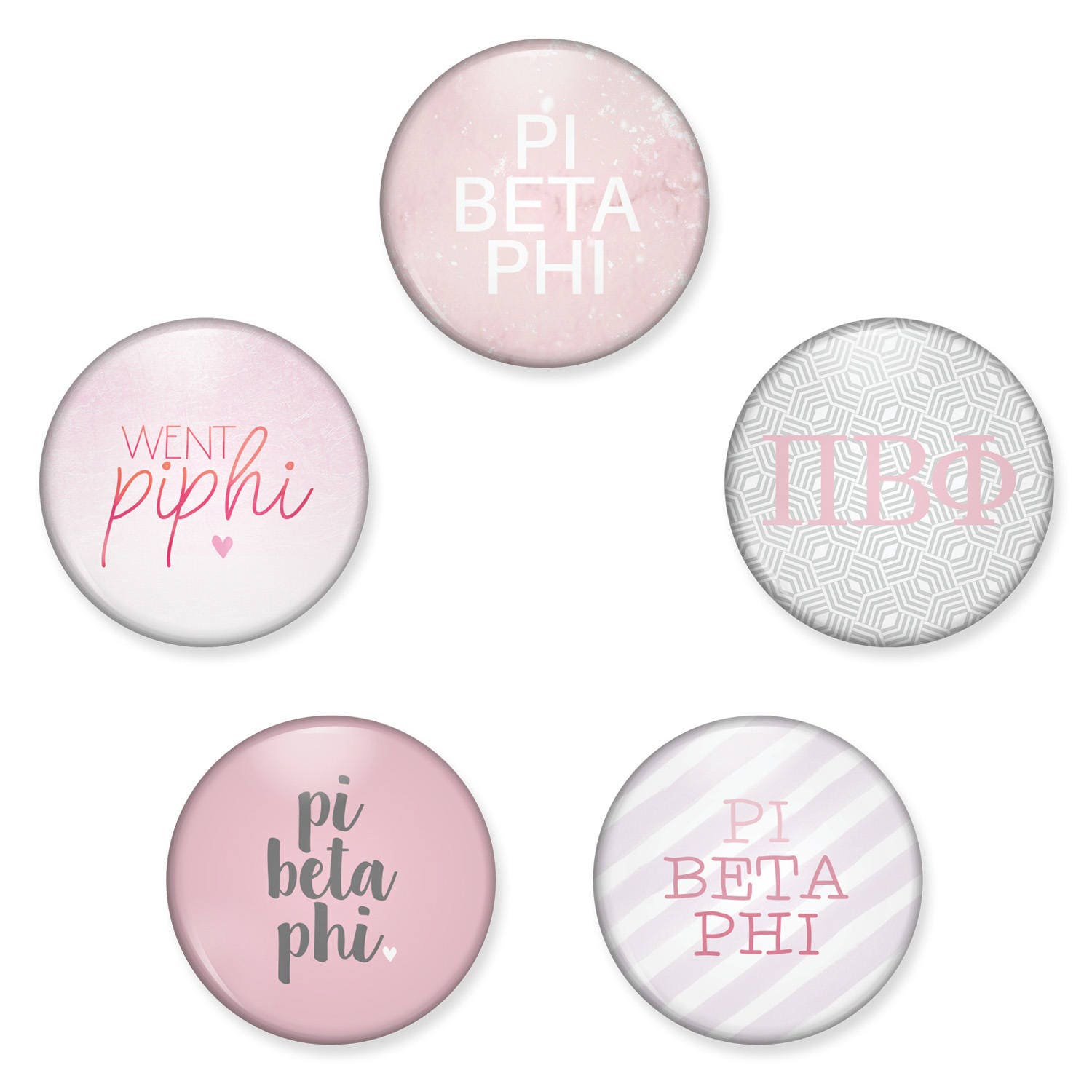 Pi Beta Phi Button Set, Pin Back Buttons, Sorority Pack, Magnet Magnet, Piphi Bid Day Gifts