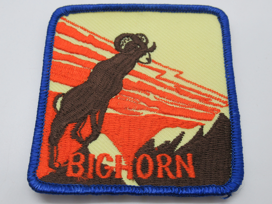 Big Horn Ram Sheep Mountain Range Vintage Souvenir Iron-On Square Travel Patch