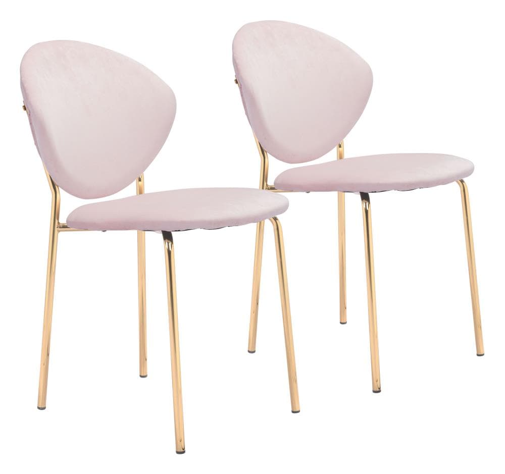 Zuo Modern Set of 2 Clyde Contemporary/Modern Polyester/Polyester Blend Upholstered Dining Side Chair (Metal Frame) in Pink | 101520