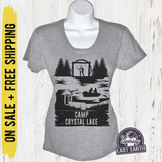 Womens Small Shirt, Camp Crystal Lake T-Shirt, Friday The 13Th, Tri Blend Athletic Gray, Nature On Sale, Free Shipping