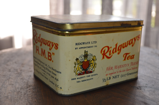 Vintage 1940's 1940S Tin Ridgways "H.m.b" | Her Majesty's Blend Tea "By Appointment To Her Majesty The Queen" Queen Victoria England