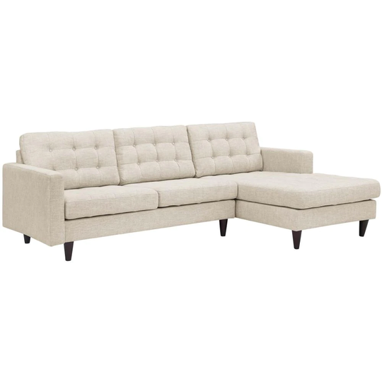 Modway Empress Midcentury Beige Polyester/Blend Sectional in Off-White | EEI-1416-BEI