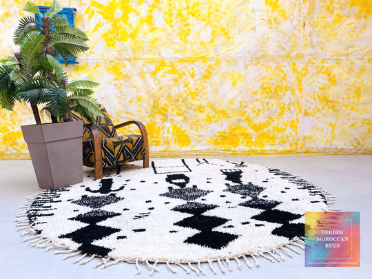 Gorgeous Round Rug 8.0 Ft X, Moroccan Rug, Berber Minimalist Boho Kitchen Bathroom Rug 8X8