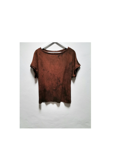 Earthy Rust Brown Tshirt Wool Blend Top Wise Moon Healing Tee Natural Forest Dweller Mori Girl Hand Dyed Boho Chic Luxe Clothes Slow Fashion