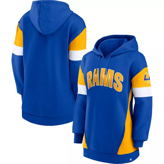 Women's Fanatics Branded Royal/Gold Los Angeles Rams Lock It Down Pullover Hoodie, Size: XS, Blue