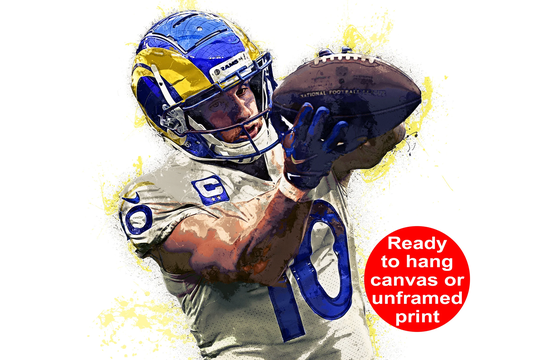 Cooper Kupp Watercolor, Los Angeles Rams Wall Art, La Canvas,, Superbowl Champions