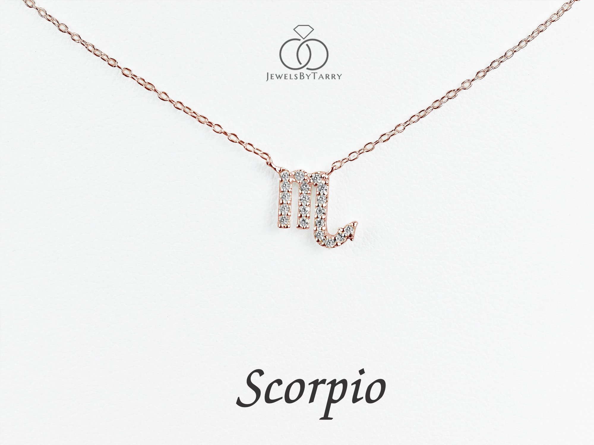 Diamond Necklace Scorpio Zodiac Sign/Gold Charm/ Birth Necklace/ Gift For Scorpio/ Jewelry/ Star Pendant