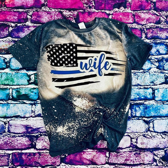 Police Wife Flag Bleached Shirt