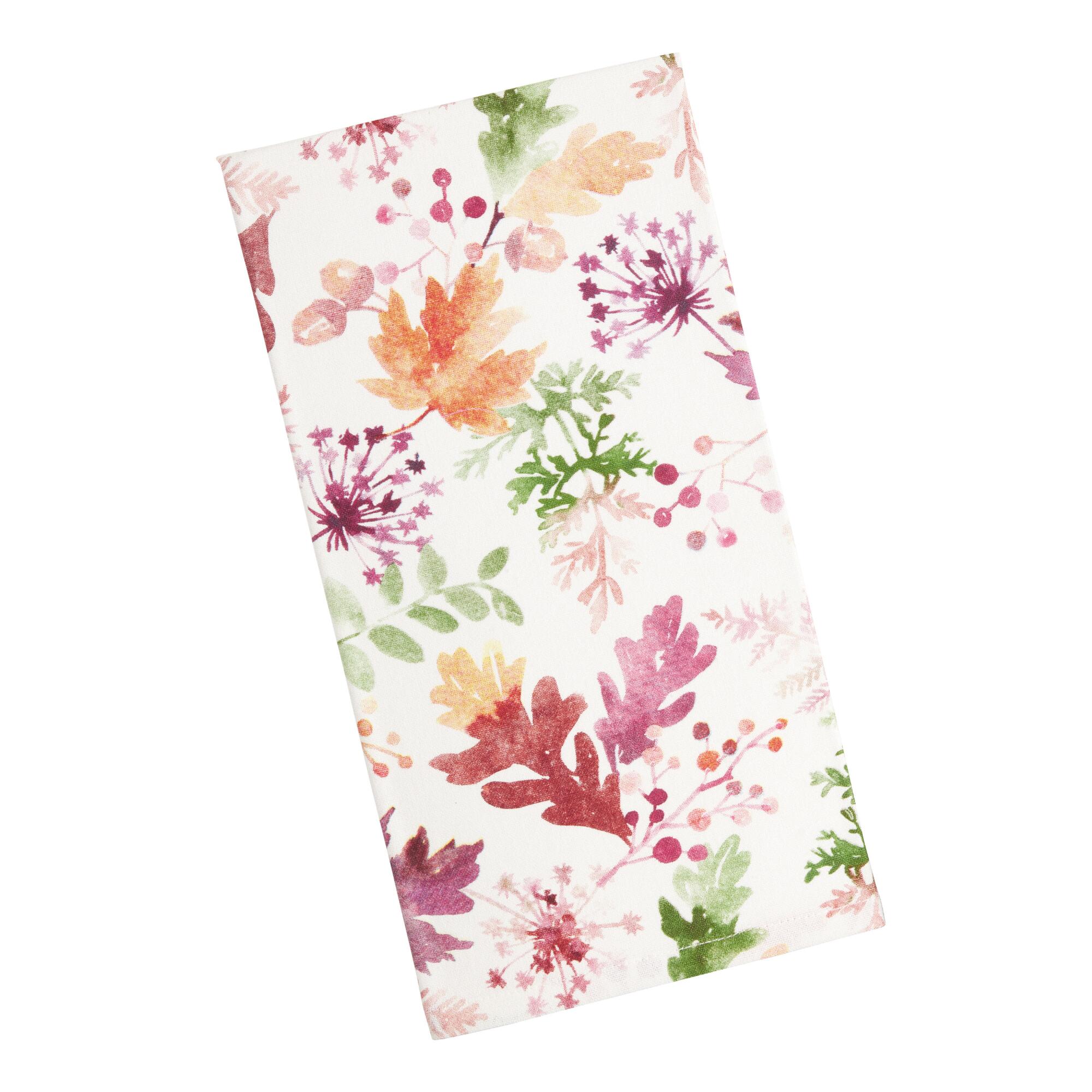 Multicolor Harvest Leaves Kitchen Towel Set of 2 by World Market