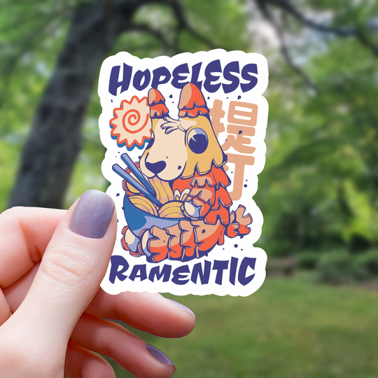 Hopeless Ramentic Llama Sticker | Ramen Water Bottle Laptop Waterproof Vinyl